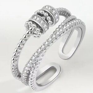 Silver - Sensory, Fidget, Spinner, or Worry Ring - Open Back for Adjust Sizing